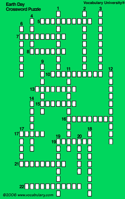 earth day crossword puzzle